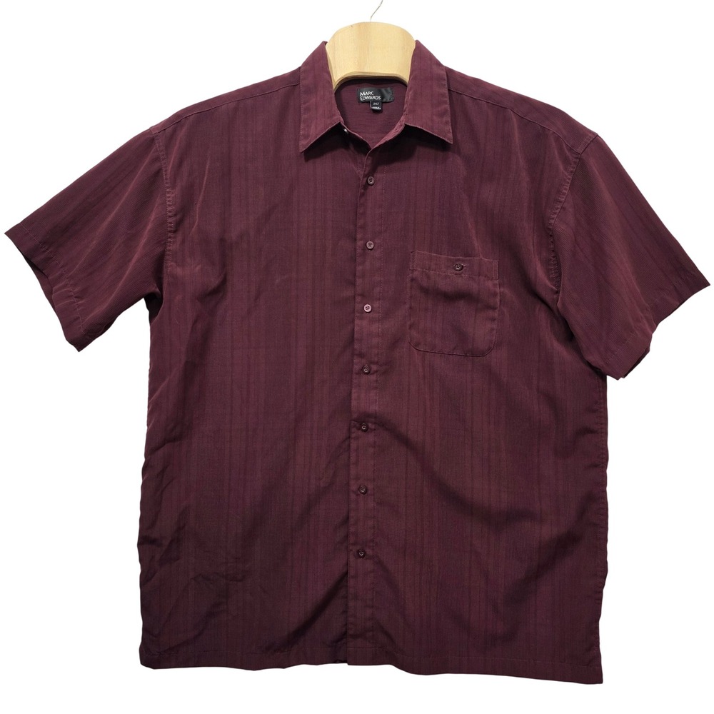 Marc Edwards Mens 2XLT Burgundy Tonal‎ Stripe Short Sleeve Button Down Shirt